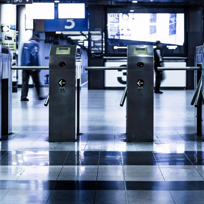 Image of a security turnstile